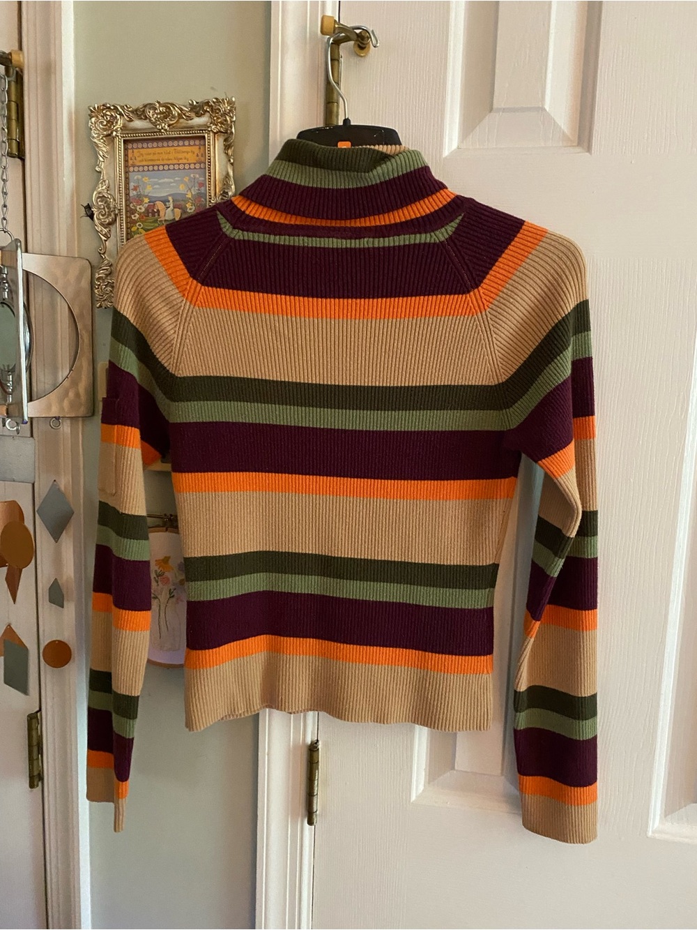 VTG 90s J.J. Basics Women’s Striped Turtleneck w/Pocket on Sleeve Size L Grunge